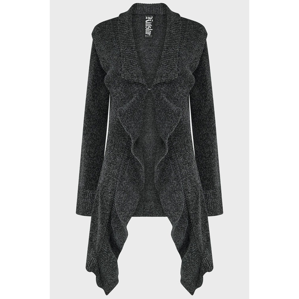 Killstar Lunar owl chenille gray ruffle cardigan